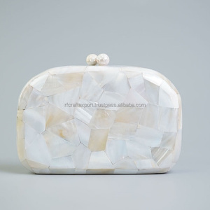 Luxe dames soirée pochettes métal pochette nacre pochette vadrouille à la main mère de perle coquille sac de soirée - Product Image 3