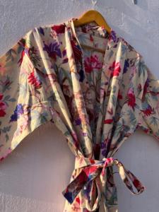 Bata Kimono de Lujo Floral 100% Algodón Transpirable para Verano, Bata de Baño para Mujer, Vestido de Dama de Honor, Túnica de Spa, Ropa de Playa, Ropa de Dormir - Product Image 3