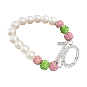 AKA White Pearl Sparkle Line Number Bracelet Pink Green <b>Beads</b> <b>Crystal</b> Number Charm Elegant Women Wrist Jewelry Special - Product Image 1