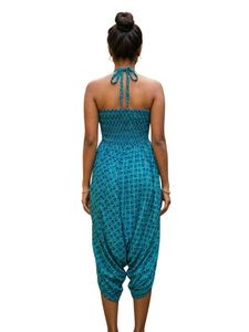 Robe midi en coton imprimé style bohème, col halter, ourlet asymétrique, coupe ample élastique, tenue décontractée d'été, robes décontractées tissées - Product Image 4