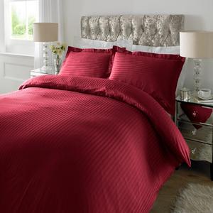 Parure de lit côtelée rouge avec housse de couette, drap-housse, drap plat et taies d'oreiller pour chambre et hôtel - Product Image 1