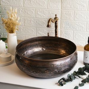Lavabo Redondo de Cobre Martillado para Instalar Bajo Encimera, Estilo Tradicional y Duradero para Uso Doméstico - Product Image 5