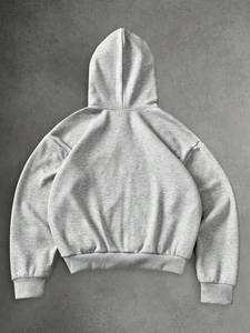 Sweat-shirts à capuche pour hommes en chenille avec patch croisé, gris, en mélange de coton et polaire, fermeture éclair intégrale, coupe oversize, broderie 3D, logo personnalisé, streetwear, direct usine - Product Image 4