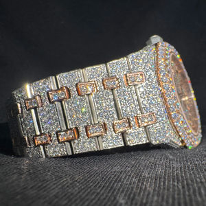 Reloj de Lujo para Hombre, Cuadrado, Estilo Hip Hop, con Moissanita, Apto para Probador de Diamantes, Totalmente Cubierto de Piedras, de Cuarzo y Acero Inoxidable - Product Image 1