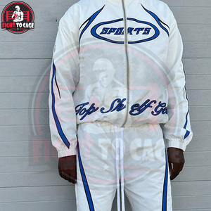 Ensemble de jogging décontracté deux pièces pour homme en tissu mémoire avec veste zippée et pantalon de survêtement, personnalisable avec logo - Product Image 5