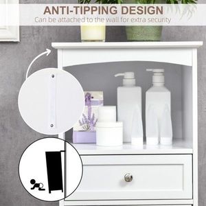 Mobile da Bagno Salvaspazio in MDF Bianco con Specchio per Casa, Soggiorno e Uso Alberghiero - Product Image 5