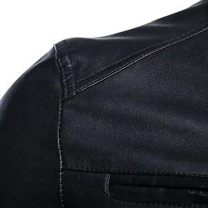 Veste en simili cuir sur mesure OEM, veste de moto pour homme, noire, Jaqueta De Couro Masculina, veste d'extérieur pour homme - Product Image 4