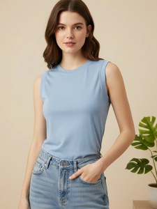 เสื้อกล้ามผู้หญิง คอตตอน สำหรับฤดูร้อน แบบพื้นฐาน สีขาว ดำ เขียว สไตล์ลำลอง สปอร์ต เปิดไหล่ - Product Image 3