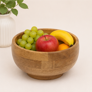 Bol à salade en bois d'acacia écologique fait main, grand bol de service sur pied pour fruits, ustensiles de cuisine au prix le plus bas - Product Image 4