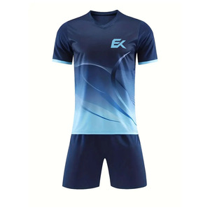 Conjunto de Camiseta de Fútbol Sublimada con Degradado Azul Marino para Hombre, Manga Corta, Absorbe la Humedad, Ajuste Atlético, Uniforme de Fútbol - Product Image 2