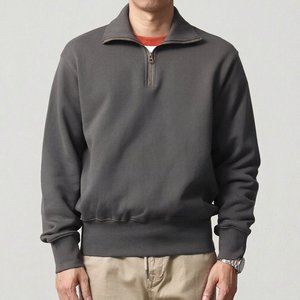 Sudadera de Forro Polar Suave con Cierre de Cremallera de un Cuarto para Hombre, Marca Privada, Fabricante de Ropa Urbana Personalizada - Product Image 4