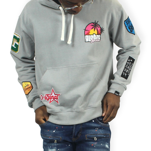 Sweat à capuche zippé oversize épais délavé à l'acide 450g 100% Coton avec patch brodé et design sérigraphié personnalisé Automne - Product Image 3