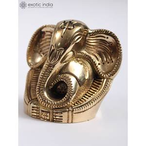 รูปปั้นพระพิฆเนศทองเหลืองทำด้วยมือขนาดเล็ก2นิ้วสำหรับความโชคดีของตกแต่งบ้านและของขวัญทำในอินเดีย - Product Image 2