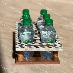 Soporte Decorativo Moderno para Botellas, Bandeja de Madera MDF para Bebidas, Soporte para Servir Jugos con Incrustaciones de Madreperla para el Hogar - Product Image 3