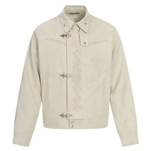 Veste brodée de style haut de gamme - Manteau décontracté à col montant pour homme et femme, style aviateur, tendance - Product Image 1