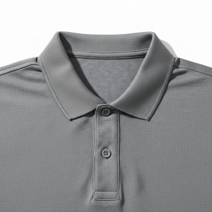 Men's Solid Grey Breathable Casual Knitted Embroidered Pure Cotton <b>Collar</b> <b>T</b>-<b>Shirt</b> Regular-fit - Product Image 3