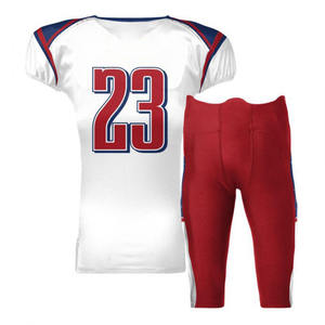 Conjunto de Uniforme de Fútbol Americano, Camiseta Blanca con Número 23 Rojo y Pantalones Rojos, Cuello en V, Manga Corta, Absorbe la Humedad, para Hombre Adulto - Product Image 2