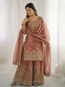 New Design Trending Silk <b>Top</b> Sarara dupatta Reddy To Wear Look Design - Product Image 5