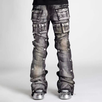Nouveau Jean OEM d'été respirant à boutons, coupe droite personnalisée, en denim extensible perlé, style Rick, coupe slim et empilée, modèle crayon