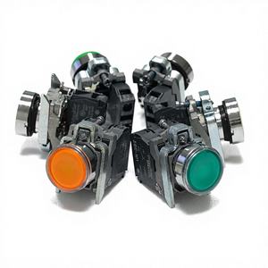 Interrupteur à bouton métallique Schneider XB4 100% original, 22mm, bouton poussoir LED éclairé, 1NO + 1NC, 220-240V, IP67, 10A, neuf dans la boîte - Product Image 1