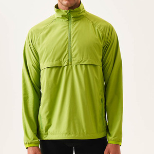Men's Lime Green Quarter-Zip Windproof Sport <b>Jacket</b> <b>Lightweight</b> Polyester Outdoor Wear Spring Casual Fit Regular Length - Product Image 1