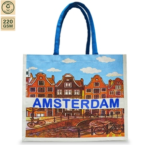 กระเป๋าผ้าแคนวาสเคลือบพิมพ์ลายสีเต็มรูปแบบ ขนาด 37x31x15 ซม. สำหรับเดินทาง ท่องเที่ยวชายหาด ของที่ระลึก ช้อปปิ้ง รับผลิตแบบ OEM ODM ขายส่ง - Product Image 2