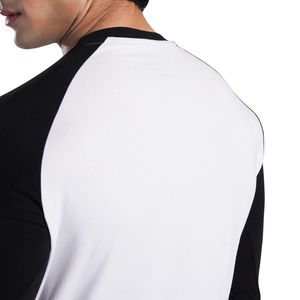 Men's Light Grey Body with Navy Sleeves Performance T-Shirt Premium Cotton Breathable Gym Fitness Casual Wear OEM ODM Wholesale - Product Image 5