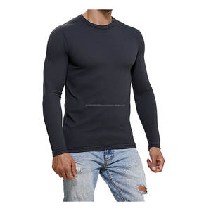 Camisetas de Algodón de Manga Larga con Cuello Redondo Extra Grandes para Hombre, Camisetas de Moda con Logotipo Personalizado Unisex - Product Image 1