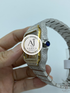 AARVA JEWELS นาฬิกาข้อมือแฟชั่นหรูหรา รุ่น Miyota หน้าปัดเพชรทรงสี่เหลี่ยม ตัวเรือนสแตนเลสสตีล สายขนาด 20 มม. ขนาด 38 มม. สำหรับทั้งชายและหญิง - Product Image 3