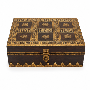 Caja de Almacenamiento Apilable Rectangular de Madera Hecha a Mano con Incrustaciones de Latón |   Caja Decorativa para Joyería y Regalos - Product Image 3