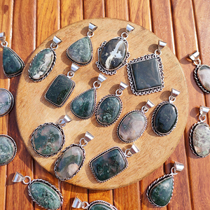 Anillo de Plata con Bisel de Latón Chapado en Plata, con Ágata Verde Musgo, Estilo Bohemio Artístico, Hecho a Mano, Unisex, Regalo de Boda - Product Image 6