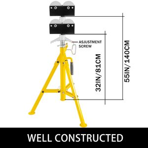 Soporte de Tubo con Ruedas de Altura Ajustable de 0.5-12 Pulgadas, Máquina Elevadora de Tubos Portátil de Alta Capacidad de 32-55 Pulgadas, Gato Plegable de 2500 Lb - Product Image 5