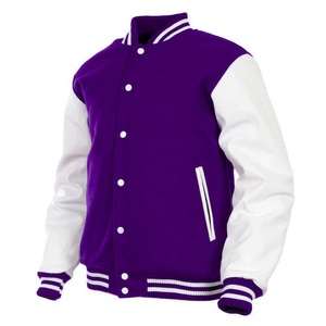 High Quality Men's Wool + <b>Leather</b> Letterman <b>Jacket</b> Classic Classic Style - Product Image 3
