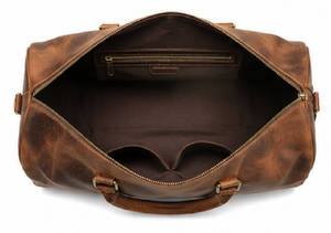 Sac de voyage en cuir véritable vintage, sac de sport de luxe pour homme, grande capacité, fermeture éclair, polyester - Product Image 6