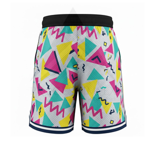 Men's Geometric Pattern <b>Mesh</b> Shorts Drawstring Casual Breathable Polyester Short <b>Pants</b> - Product Image 2