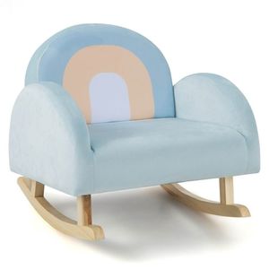 Chaise à bascule pour tout-petits avec cadre en bois massif et revêtement en velours doux, chaise pour enfants - Product Image 1