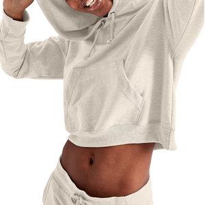 Best Selling Women's <b>Cropped</b> <b>Top</b> Hoodie Gray Color Oversize Street Winter Style Short Length Crop <b>Top</b> Autumn Style Short Length - Product Image 1