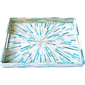 Nouveau plateau décoratif en nacre avec incrustations, motif feuille de bananier vert de luxe, plateau de service ottoman, fournisseur en gros de décoration intérieure - Product Image 4