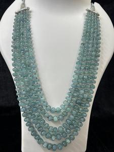 Collier de perles en pierre d'aquamarine naturelle multicouche Kharbuja 870 carats, ovales bleu-vert clair, pour la fabrication de bijoux KD GEMS - Product Image 1