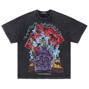 Camiseta de Hombre Estilo Americano, Manga Corta, Corte Holgado, Lavada, Transpirable, 100% Algodón, de la Mejor Calidad, Secado Rápido, Ecológica - Product Image 1