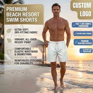 Pantalones Cortos Deportivos de Verano para Hombre, Estilo Playa, 100% Poliéster, Estampado Floral, Cierre con Cordón, con Logotipo Personalizado, Servicio OEM - Product Image 2