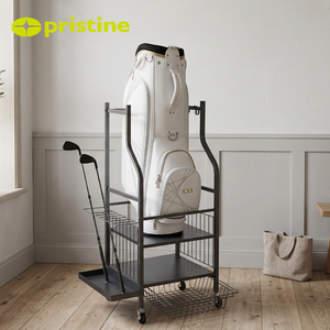Étagère de rangement pour matériel de golf en métal durable avec roulettes, quatre niveaux, pour équipement sportif d'intérieur, design minimaliste multifonctionnel, type sur pied - Product Image 5