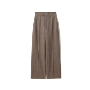 High Waist Wide Leg <b>Pants</b> Solid Color Pleated Front Minimalist Style Full Length Anti-Wrinkle Woven Fabric Autumn Wear - Product Image 1