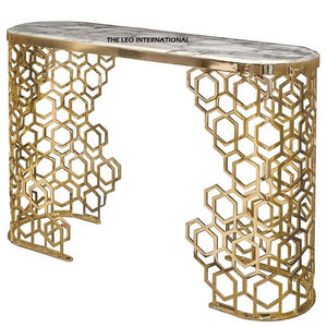 Mesa de Consola con Acabado Espejo, Mueble para el Hogar, Mesa de Comedor, Material de Acero Inoxidable y Vidrio Transparente - Product Image 6