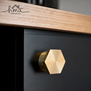 Modern Hexagonal Brass Cabinet <b>Knob</b> Brushed Gold Geometric Drawer Pull <b>for</b> Kitchen Cabinets <b>Dressers</b> and Wardrobes - Product Image 1