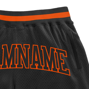 <b>Men</b> <b>Black</b> Orange Sublimated Mesh Basketball <b>Shorts</b> Digital Print Polyester Performance Sportswear Team Game Training Apparel - Product Image 3