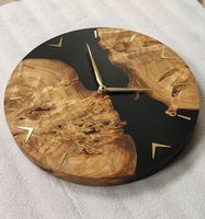 Handmade Wooden Hanging Quartz Epoxy Resin Live Edge Wood Mirror Acrylic Numbers Modern Minimalist Design Silent Wedding