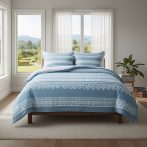 Ensemble de couette matelassée en coton de qualité hôtelière, 100% coton, 60x90 pouces, taille simple, garnissage en polyester - Product Image 3