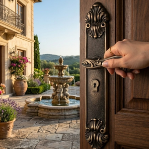 Manija Decorativa para Puerta Custos Maris de 12 Pulgadas |   Manija de Palanca con Acabado Bronce Estilo Vintage |   Herrajes Arquitectónicos Elegantes - Product Image 4