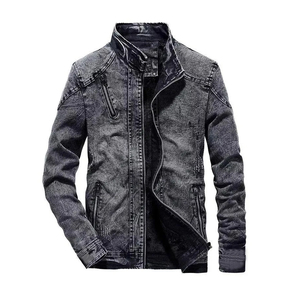Veste en jean délavée légère pour homme, style streetwear vintage, avec broderies et boutons – Écologique, séchage rapide, respirante - Product Image 1